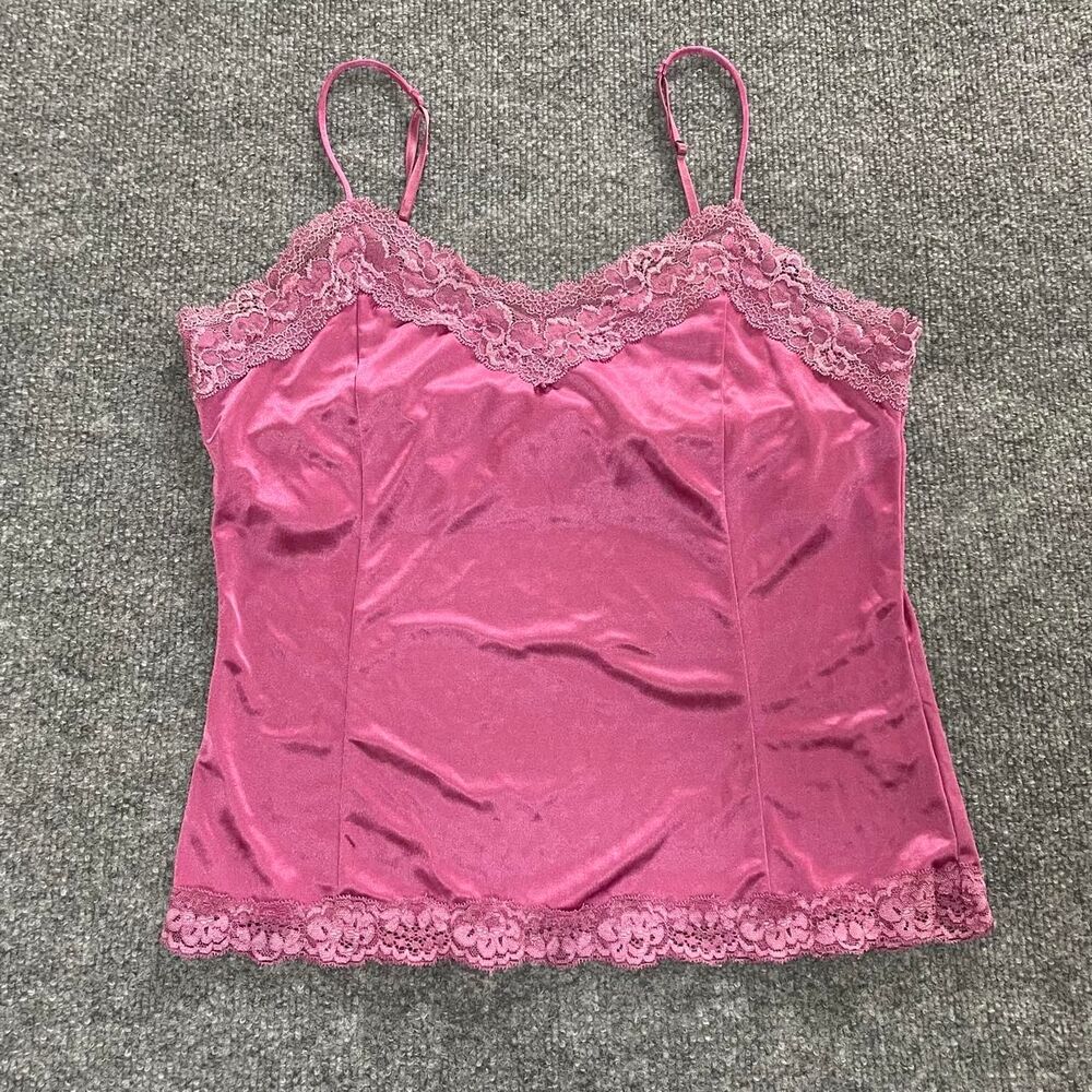Y2K Vintage pink lace trim cami top